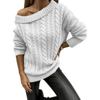 Ženska zimska modna puna boja grubo pletene pletene džemper