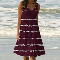 Ljetne haljine za ženske plaže prugasto tiskane rezervoarskog sandress rukava na rukavu Ležerne prilike