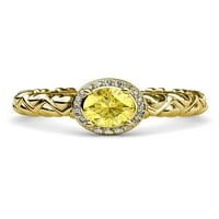 Žuti safir i dijamantski kaskadan prsten za srce HALO HALO HALO 1. CT TW 14K Yellow Gold.Size 9.0