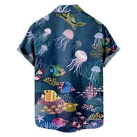 Muškarci Havajska majica Kratki rukav Podvodni svijet Ispis Dugme Down Majice na plaži za muškarce 3xl