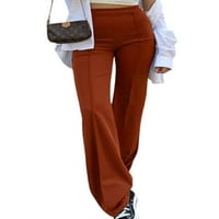 Sanviglor Dame Long Pant Solid Color Hlače visoke struk hlače Ležerne prilike donje dnevne nose smeđe