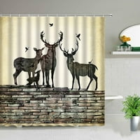 Vruća prodaja ELK Dizajn za ispis zastava za tuširanje set divljih životinjskih tema Forest Sunset Jelen