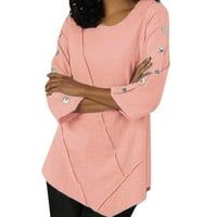 Košulje s dugim rukavima za žene na vrhu Ležerne modne modne o-vrat pulover pulover u boji za žene