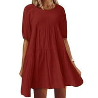 Ženska ljetna labava haljina za kratke rukavice za žene crvene xxl