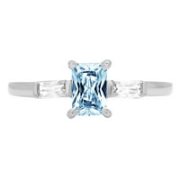 0,8ct smaragdni rez plavi simulirani dijamant 14k bijeli zlatni graviranje izjava godišnjica angažovanja