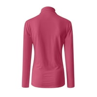 Košulje za žene Grafički čvrsti dugi rukav Tortleneck bluza na vrhu Slim Fit Stretchy Syeer Tee majice