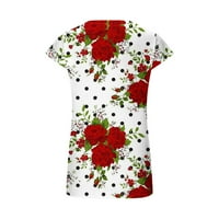 Ženski okrugli vrat Izvadi košulje od tiskane haljine ljeto cvijeća Tee Twist prednja redovita rukava