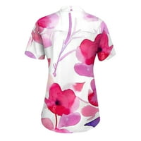 Sksloeg cvjetni vrhovi za ženske casual gumb dolje majice retro cvjetna ispisa klasična bluza kratki