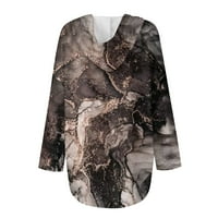Exclusive Online ponuda Himaway Casual s kapuljačom ženske modne dukseve V izrez s dugim rukavima tiskani dukseri nacrtajući ležerne pulover vrhove smeđe xxl