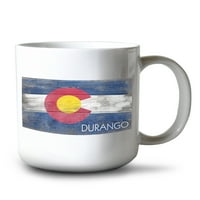 FL OZ Keramička krigla, Durango, Kolorado, Rustikalna državna zastava Colorado, Perilica suđa i mikrovalna pećnica sef