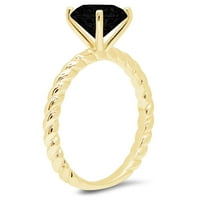 2. CT sjajan okrugli rez prozirni simulirani dijamant 18k žuti zlatni pasijans prsten sz 7.25