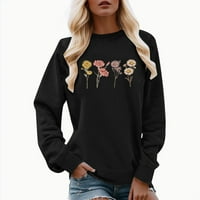 Riforla ženska modna gornja gradijentna tiskana dukserica s kapuljačom pulover dugih rukava dugim rukavima ženska dukserica bez kapuljača Black XL
