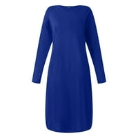 Haljine za žene Čvrsto srednje dužine A-line dugih rukava za dugih rukava, okrugla izrez ljetna haljina