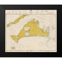 Povijesna karta i kolekcija grafikona Crni moderni uokvireni muzej umjetnički print pod nazivom - nautička karta - Marthas vinograd ca. - Sepia zatamnjen
