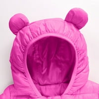 Juebong Toddler Kids Boys Girls Bomy Pamuk Pamuk Pumpe sa kapuljačom PARKA Zimski patentni zatvarač dole kapuljač prema kaputima s kaputom s ušom proljeće dječja odjeća, pokloni za 2 godine, ružičasta