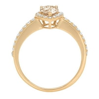 0,8CT kruška izrezana šampanjac simulirani dijamant 14k žuti zlatni angažman halo zvona veličine 6.25
