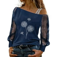 TOTO majice za žene na vrhu Ženska casual d andelion cvjetna tiskana mreža s dugim rukavima hladna majica