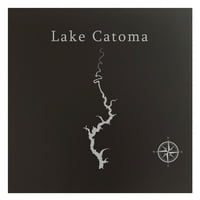 Jezero Mapa Catoma 12x12 Crni metalni zidni umjetnički ured ureza poklon ugraviran alabama