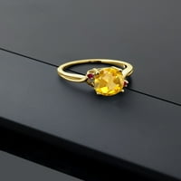 Gem Stone King 2. CT ovalni žuti citrinski crveni stvorio ruby ​​18k žuti pozlaćeni srebrni cvjetni prsten