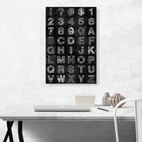 Moderna crno-bijela vertikalni pravokutnik puni abeceda platna umjetnička ispisa - veličina: 26 18