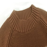 PEDORT TODDLER GIRKE TURTLENECK Prevelike džempere dugih rukava pleteni pleteni džemper Brown, 130