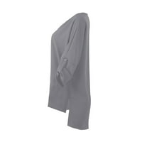 Scyoekwg majice s dugim rukavima za žene Fall Fashion Jesen V izrez Pulover Tunic Tops Classic Solid