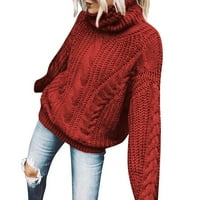 Prevelizirani džemperi za žene Turtleneck džemper dugih rukava pulover kabela pletene džempere mekani