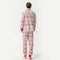 Tawop Božićne pidžame za obiteljske božićne muškarce tiskane bluze + hlače Porodična podudaranje pidžama je postavljena crvena 8