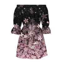 Ljetne haljine za žene Ležerne prilike ugodno off rame Sandress labav cvjetni ispis Boho Bell rukava