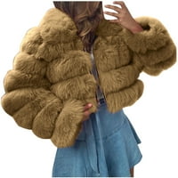 USMIXI plišani kaput za žene zimski obrezirani kaput za žene plus veličina zimska mekana jakna s kapuljačom