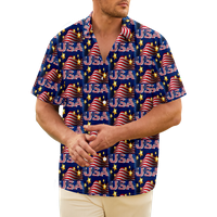 4. jula muška havajska majica SAD Nacionalna zastava Grafički blok 3D košulja COLLAR CLUB Skraćeno rukavska