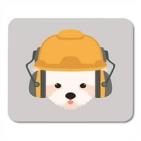 Žuti dodatni pas lice u slušalicama i kacigama ravna prednja strana MousePad Mouse jastučić za miša