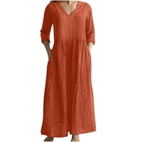 Haljine za plažu za žene Trendy Maxi haljina Ženska pamučna posteljina haljina labava fit solid boja