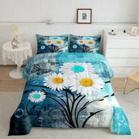 Tracy Commforter set za djecu za odrasle, teal ulje posteljina posteljina puna veličina, rustikalni leptir cvjetni prekrivač, akvarel botanički cvjetovi prekrivač kvinej sa jastučnicima Kućni dekor sobe
