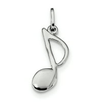 Prekrasna srebrna srebrna rodirana polirana muzička nota šarm