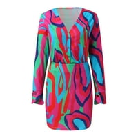 Miayilima Plus-size Ženska haljina Ženska Bodycon Casual Track outfit setovi dugih rukava V izrez Multicolour