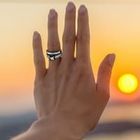 Pgeraug Pokloni za žene u gradu Vintage Black Ring Diamond Angagement Wedding Band Ring Postavite prsten crni
