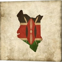 Karta sa prekrivanjem zastave Kenija by boja me sretna, platna Zidna umjetnost, 20W 16h