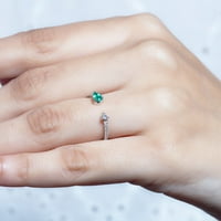 CT Pear Cut Emerald i Diamond Open Manžetni prsten za žene, srebrna srebra, SAD 11.00