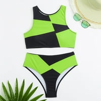 Ženski bikini visokog struka, blok Sporty Color Print Dvije kupaći kostim za kupanje visokih vrata Tržeća kupaći kostim sa dnom