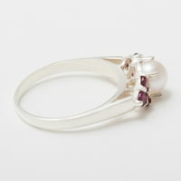 British napravio 14K bijelog zlatnog kulturnog prstena i Garnet Womens Cluster prsten - Opcije veličine