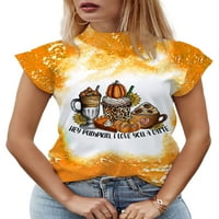 Ženske halloween majice ljeto labavo skraćeno bluza s kratkim rukavima, tiskani vrhovi tiska Slim Fit