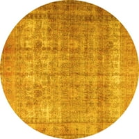 Ahgly Company u zatvorenom okruglom perzijskim žutim tradicionalnim prostirkama područja, 5 'krug