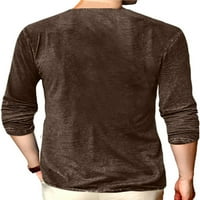 Paille Muška bluza V rect majica s dugim rukavima Trude Redovna fit odmor Pulover tamno smeđa 3xl