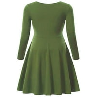 Abtel Women Swing Haljine Solid Color Midi haljina Ležerne dame Seksi odmor Zelena 4xl