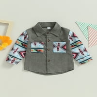 Peyakidsaa Toddler Baby Boy Dugme Down Jakna s košulja Geometrijska print Corduroy Jacket kauša