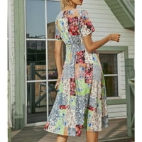 Žene Ležerne prilike kratkih rukava s kratkim rukavima cvjetne haljine tanka haljina