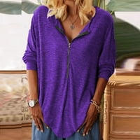 Ketyyh-Chn Ženska odjeća Top Ležerne prilike Slim pletene majice Purple, 5xL