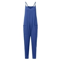 Jumpsuits za ženske ležerne ljetne bez rukava bez pune boje Udobne remenice labavi kombinezoni sa džepovima