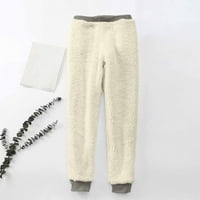 Sherpa obloženi dukseri za žene slatke tisak tople jogger fleece hlače sive veličine 5xl